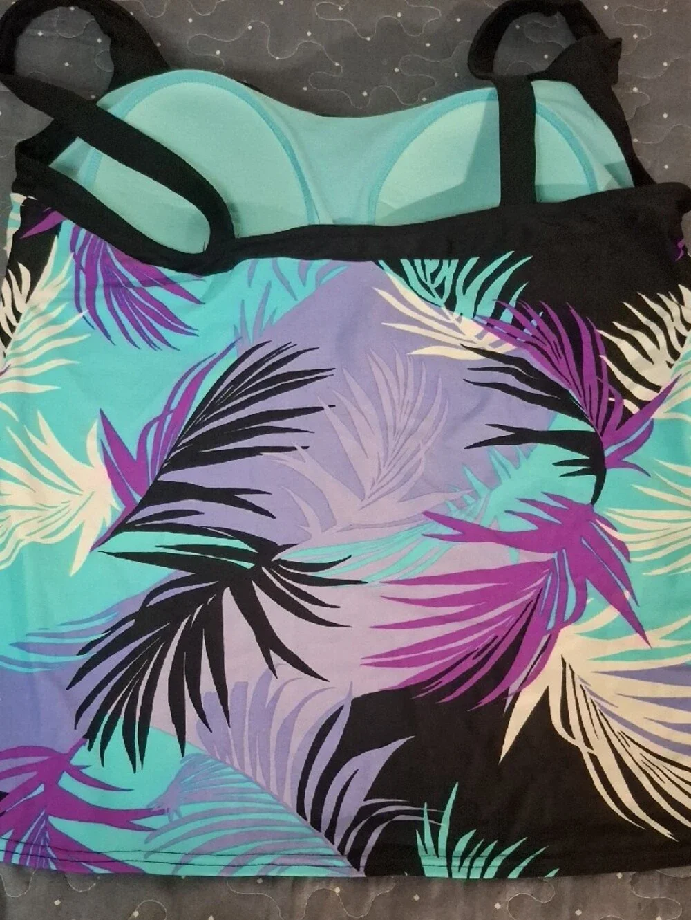 ZeroXposur Tropical Palm Print Tankini Top Size XXL